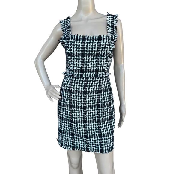 Forever 21 S Houndstooth Plaid Mini Dress Fringe - Picture 1 of 6
